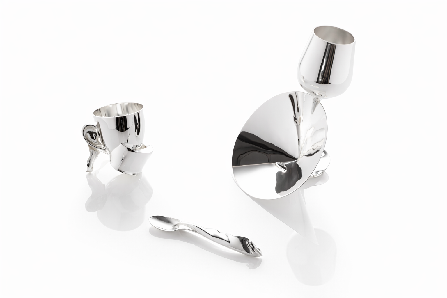 Digitalogy No.1 - Silver-plated bronze and brass sculpture by Metal Artist and Researcher Yitong Zhang Digitalogy No.3 - Contemporary silver-plated brass artwork by Yitong Zhang Digitalogy No.2 - Silver-plated bronze research-led art by Yitong Zhang